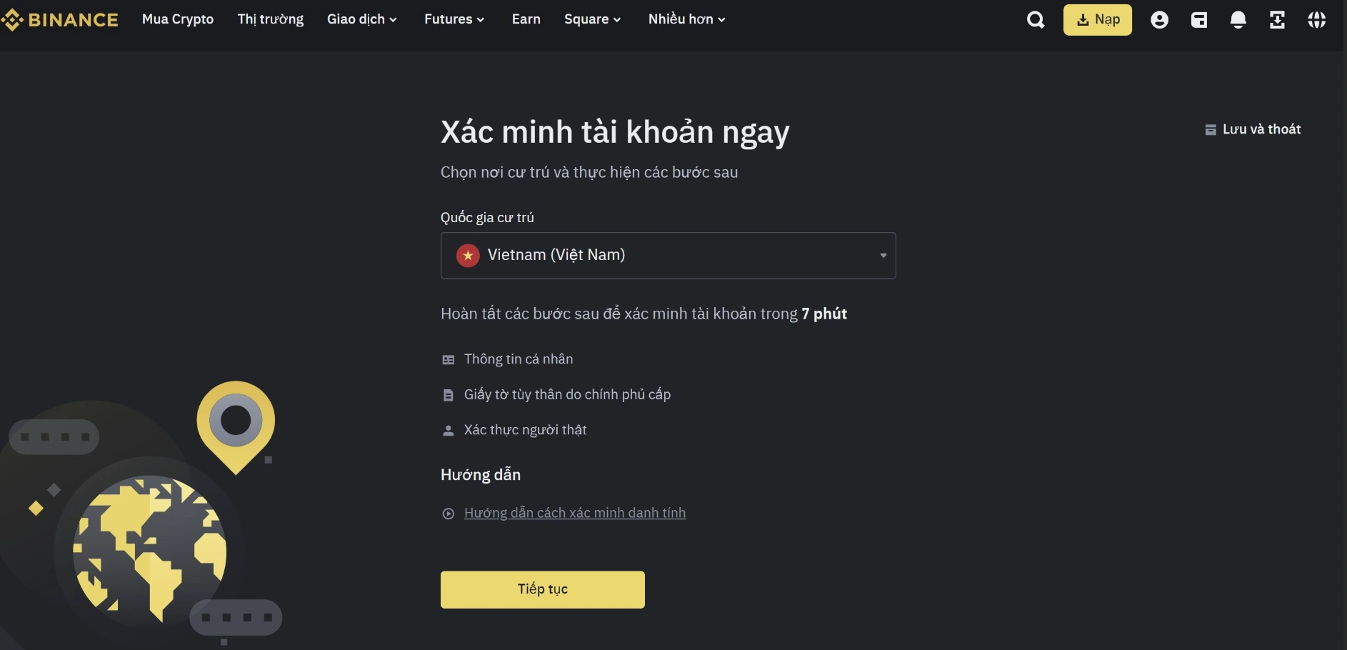 Tiến hành xác minh tài khoản Binance