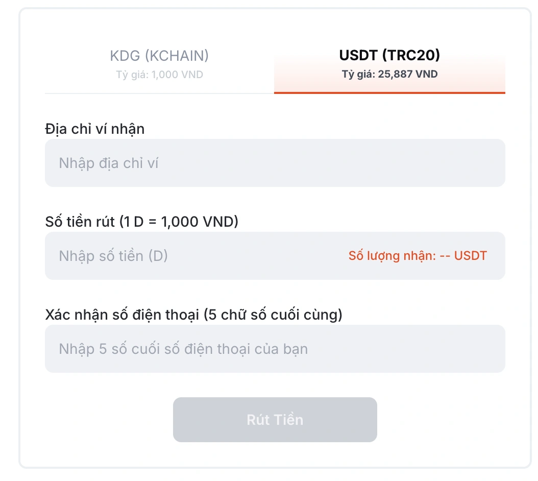 Hướng dẫn cược thủ rút tiền về ví Binance trên  bằng USDT